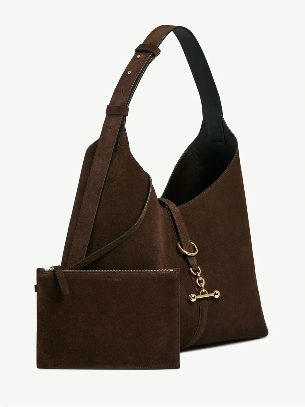 Strathberry Kite Maxi Suede Hobo Bag Chocolate Suede - Picture 3 of 5